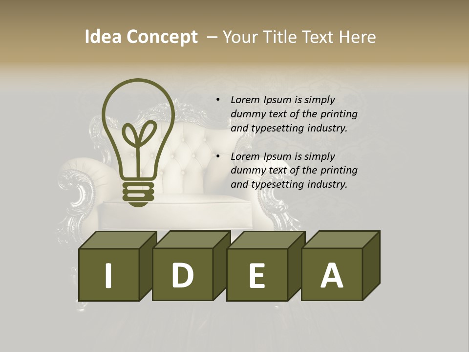 A White Chair Sitting On Top Of A Wooden Floor PowerPoint Template