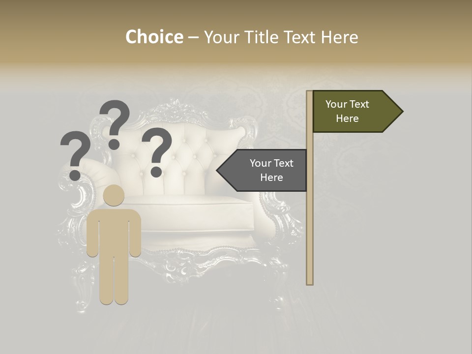 A White Chair Sitting On Top Of A Wooden Floor PowerPoint Template