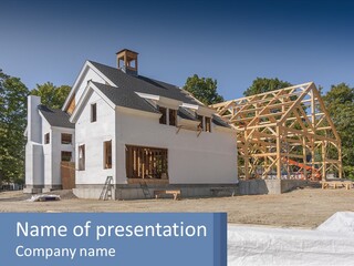 A House Under Construction With A Blue Sky In The Background PowerPoint Template