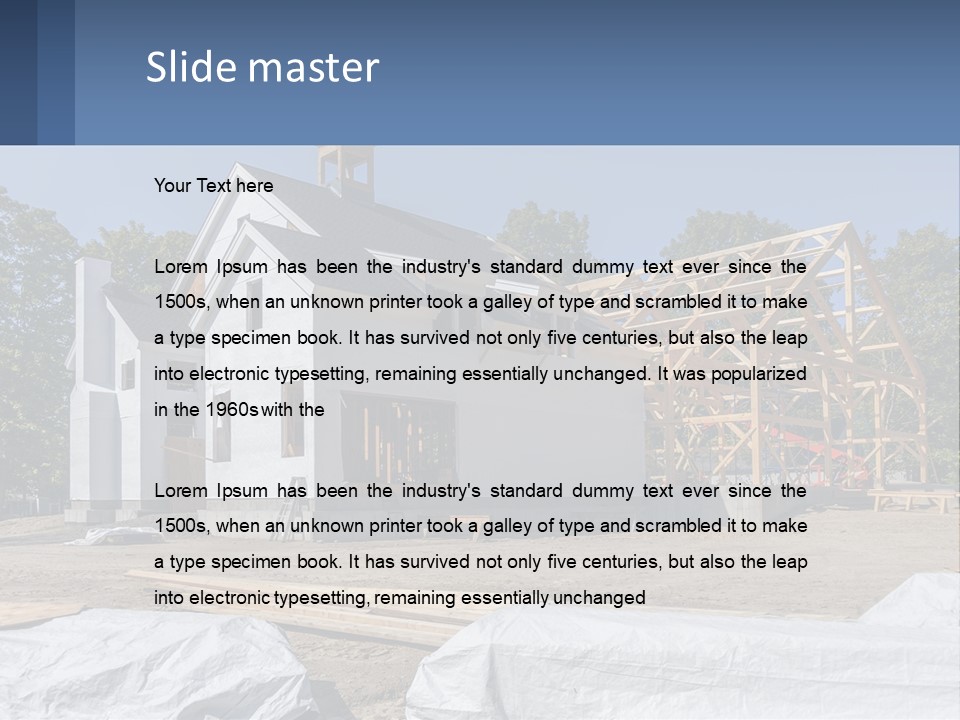 A House Under Construction With A Blue Sky In The Background PowerPoint Template