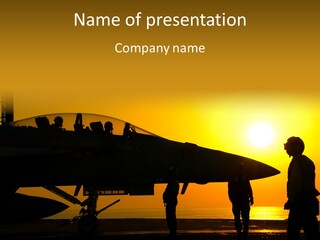 A Group Of People Standing Next To A Fighter Jet PowerPoint Template