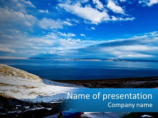 A Blue Sky With Clouds Over A Body Of Water PowerPoint Template