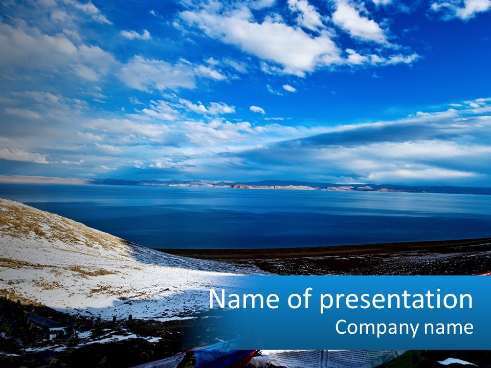 A Blue Sky With Clouds Over A Body Of Water PowerPoint Template