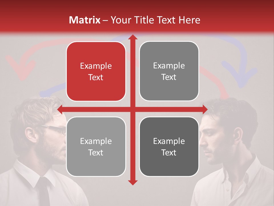 Two Men Facing Each Other With A Red Background PowerPoint Template