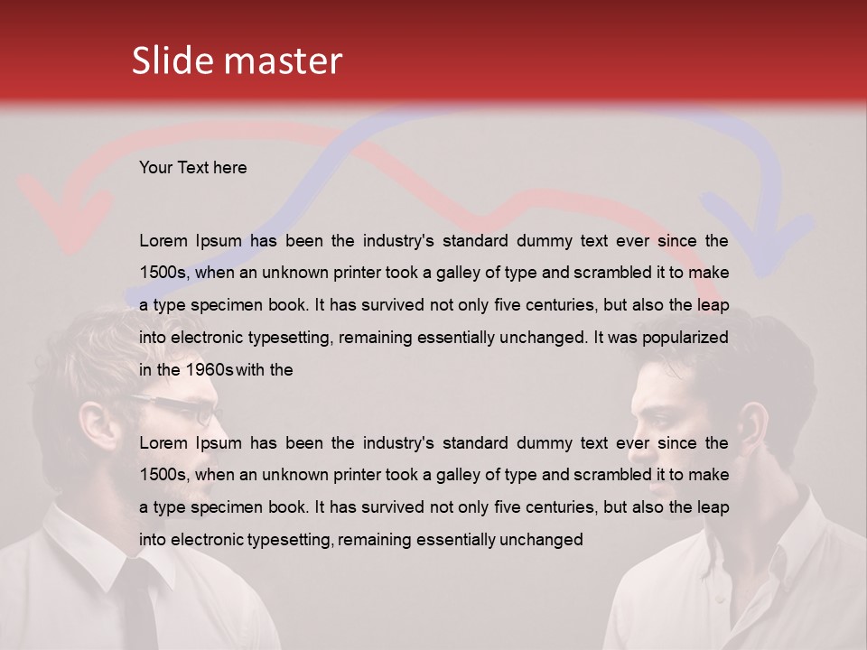 Two Men Facing Each Other With A Red Background PowerPoint Template