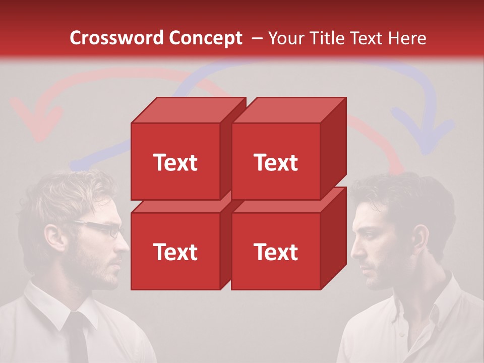 Two Men Facing Each Other With A Red Background PowerPoint Template