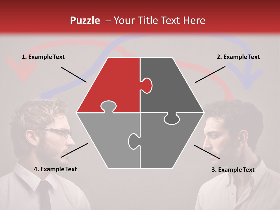 Two Men Facing Each Other With A Red Background PowerPoint Template