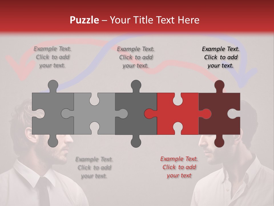 Two Men Facing Each Other With A Red Background PowerPoint Template