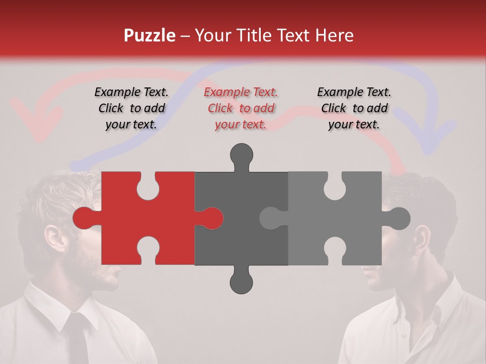 Two Men Facing Each Other With A Red Background PowerPoint Template