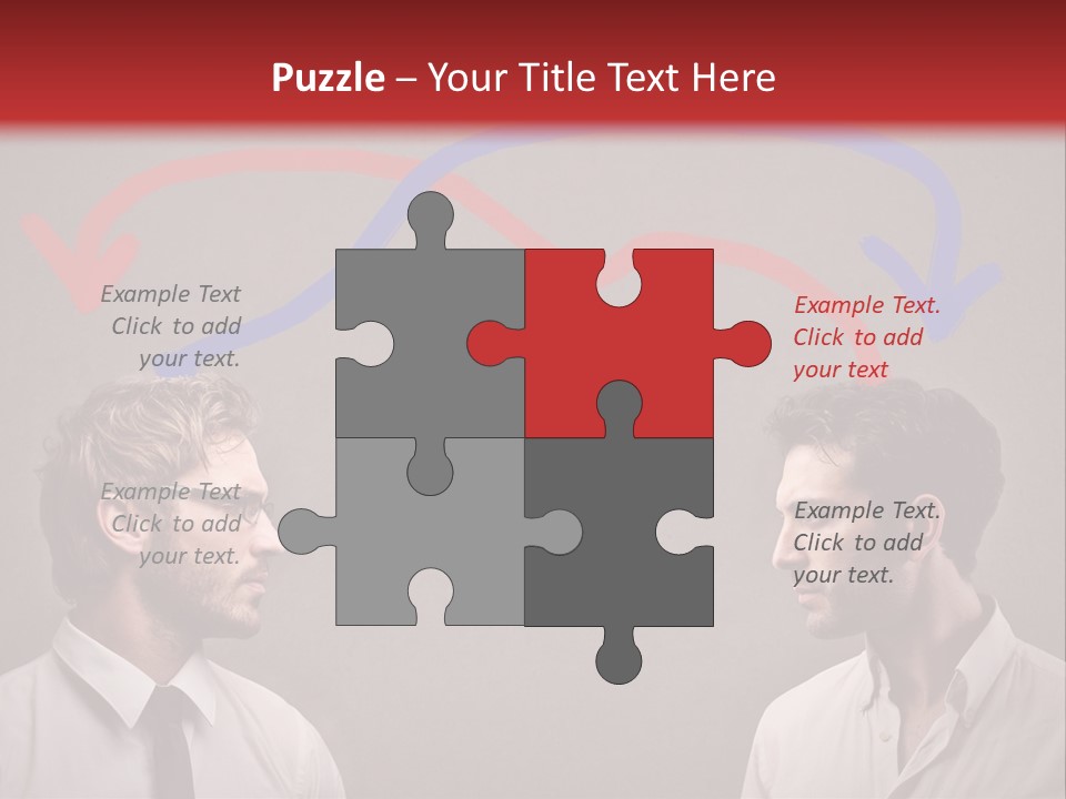 Two Men Facing Each Other With A Red Background PowerPoint Template