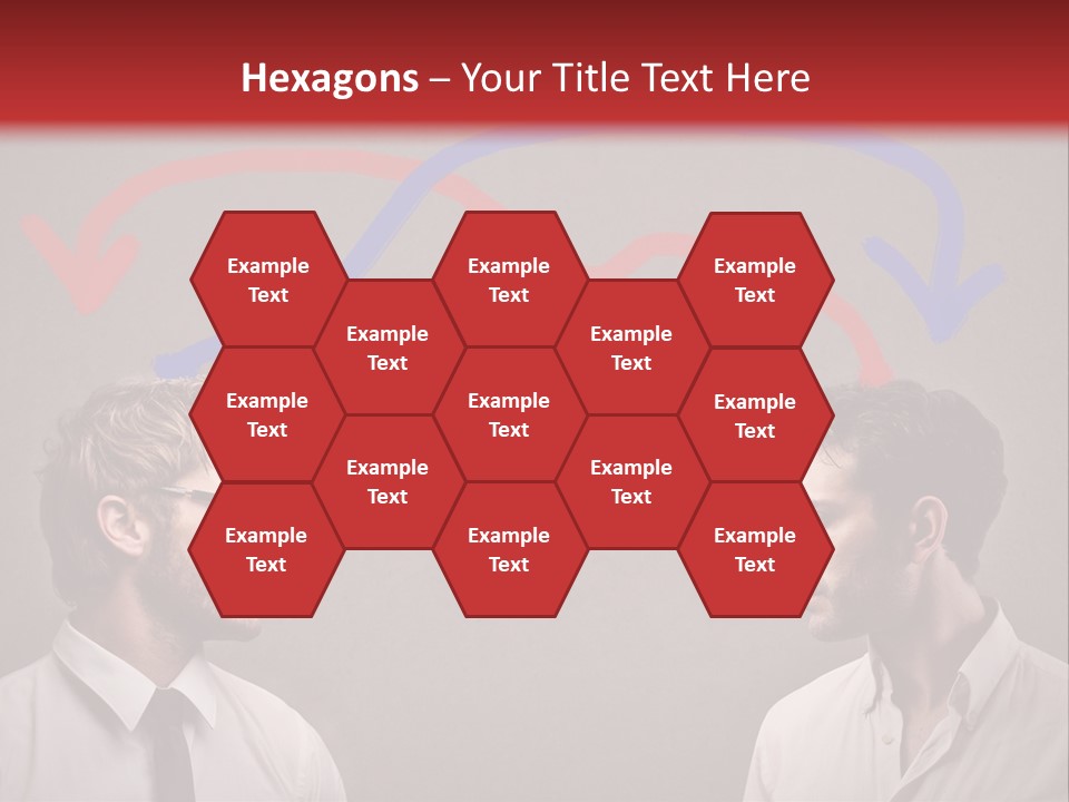 Two Men Facing Each Other With A Red Background PowerPoint Template