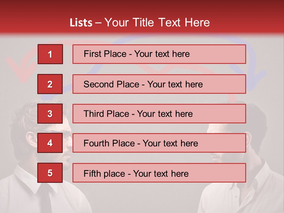 Two Men Facing Each Other With A Red Background PowerPoint Template