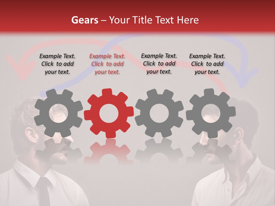 Two Men Facing Each Other With A Red Background PowerPoint Template