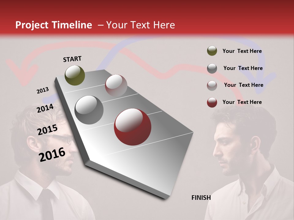 Two Men Facing Each Other With A Red Background PowerPoint Template