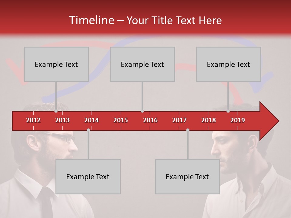 Two Men Facing Each Other With A Red Background PowerPoint Template