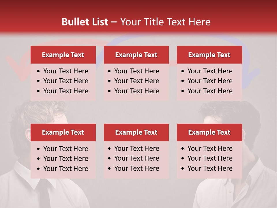 Two Men Facing Each Other With A Red Background PowerPoint Template