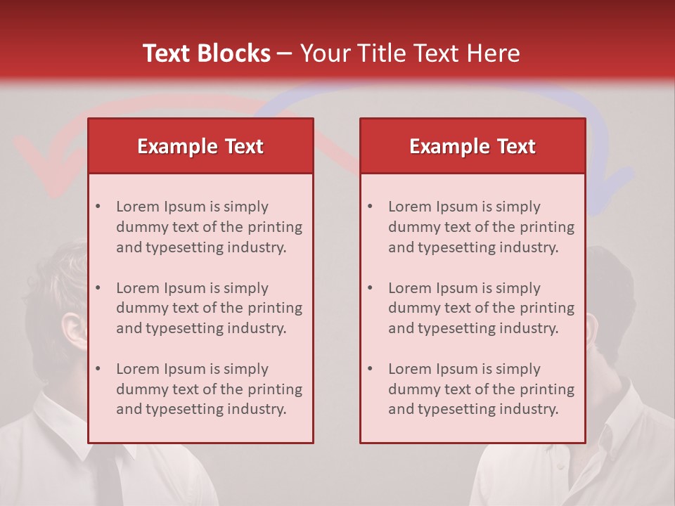 Two Men Facing Each Other With A Red Background PowerPoint Template