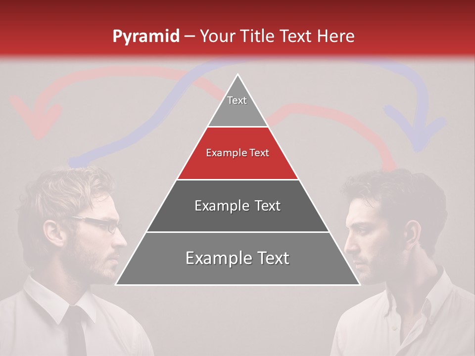 Two Men Facing Each Other With A Red Background PowerPoint Template