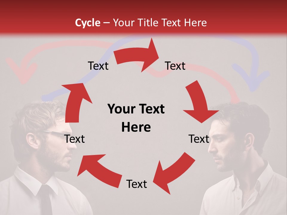 Two Men Facing Each Other With A Red Background PowerPoint Template