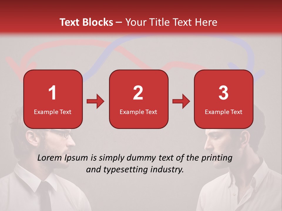 Two Men Facing Each Other With A Red Background PowerPoint Template