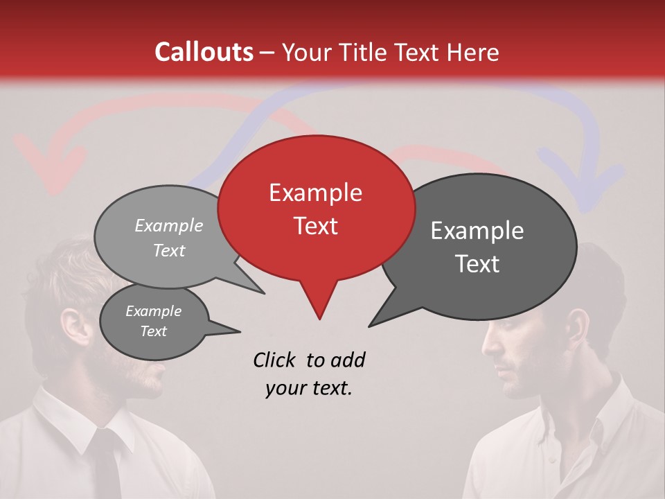 Two Men Facing Each Other With A Red Background PowerPoint Template