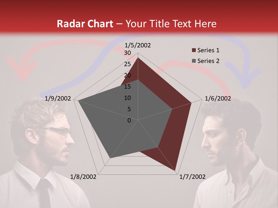 Two Men Facing Each Other With A Red Background PowerPoint Template