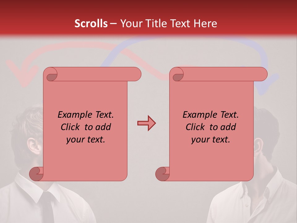 Two Men Facing Each Other With A Red Background PowerPoint Template