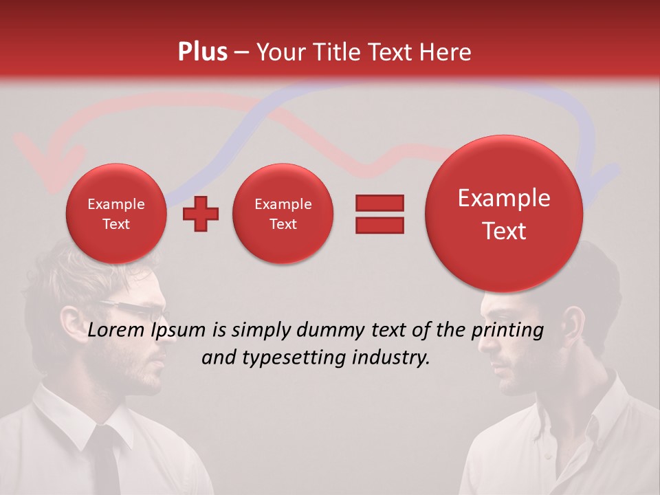 Two Men Facing Each Other With A Red Background PowerPoint Template