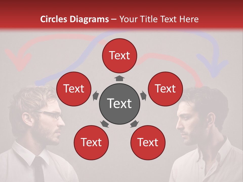 Two Men Facing Each Other With A Red Background PowerPoint Template