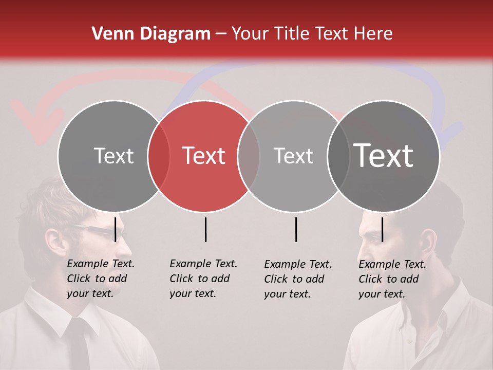 Two Men Facing Each Other With A Red Background PowerPoint Template