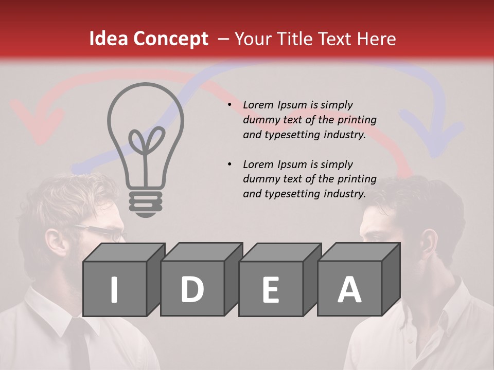 Two Men Facing Each Other With A Red Background PowerPoint Template