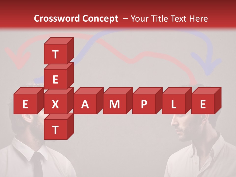 Two Men Facing Each Other With A Red Background PowerPoint Template