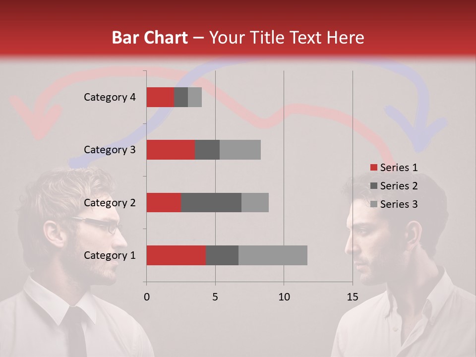 Two Men Facing Each Other With A Red Background PowerPoint Template