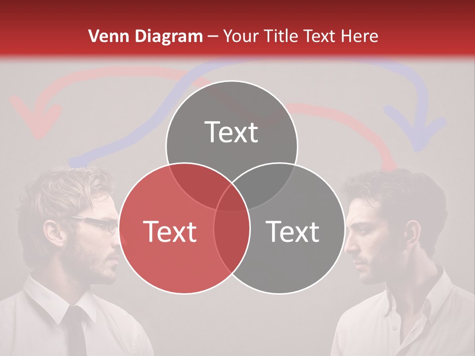 Two Men Facing Each Other With A Red Background PowerPoint Template