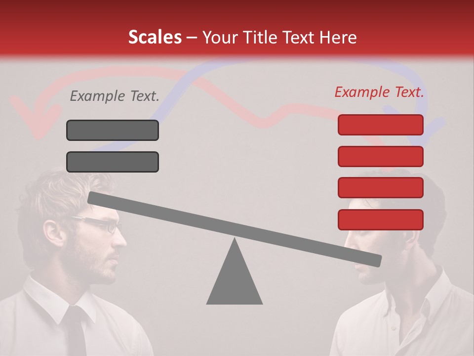 Two Men Facing Each Other With A Red Background PowerPoint Template