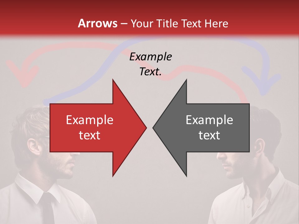 Two Men Facing Each Other With A Red Background PowerPoint Template