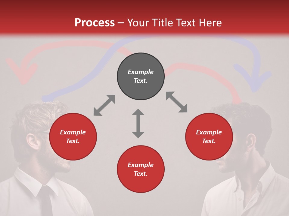 Two Men Facing Each Other With A Red Background PowerPoint Template