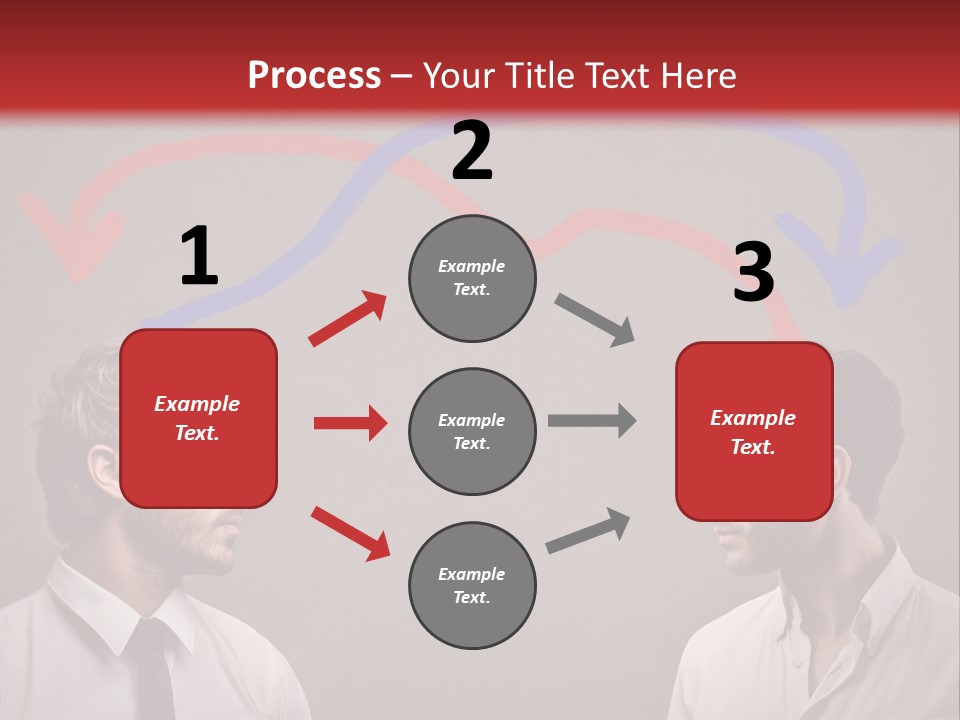 Two Men Facing Each Other With A Red Background PowerPoint Template