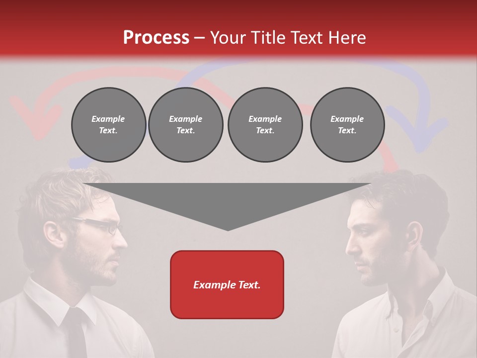 Two Men Facing Each Other With A Red Background PowerPoint Template