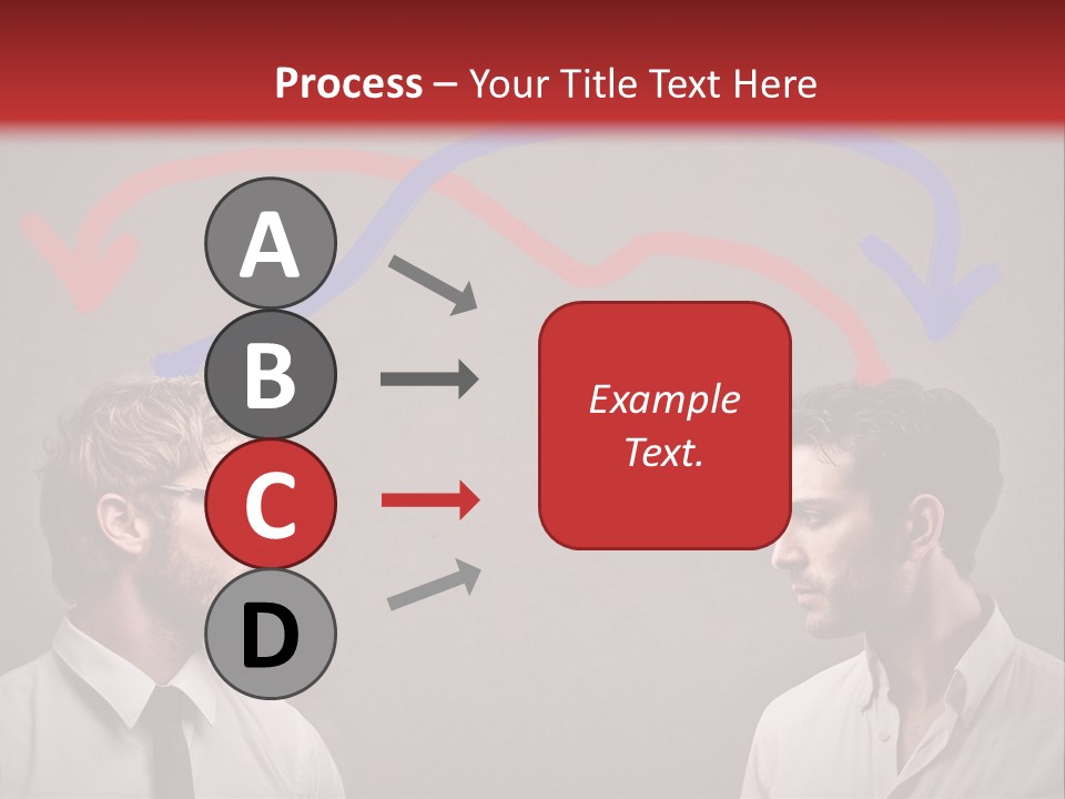 Two Men Facing Each Other With A Red Background PowerPoint Template