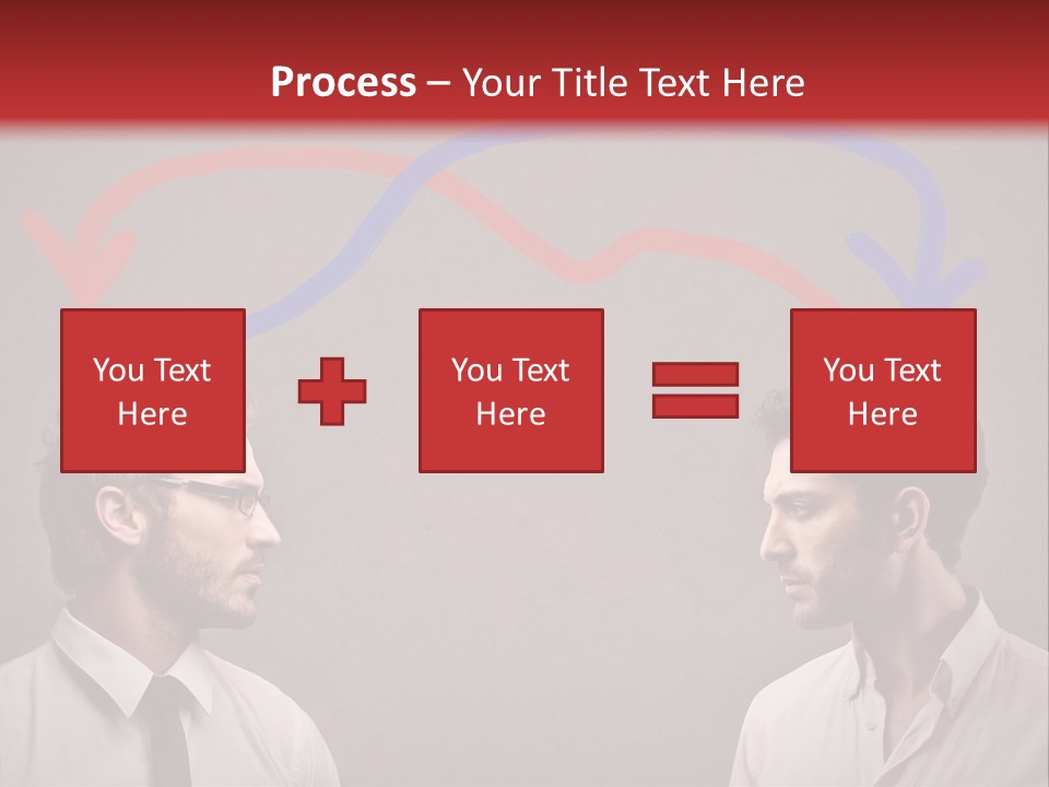 Two Men Facing Each Other With A Red Background PowerPoint Template