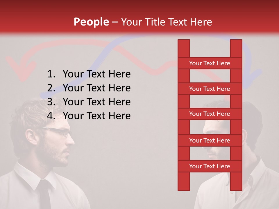 Two Men Facing Each Other With A Red Background PowerPoint Template