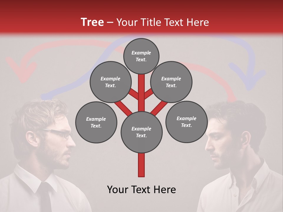 Two Men Facing Each Other With A Red Background PowerPoint Template