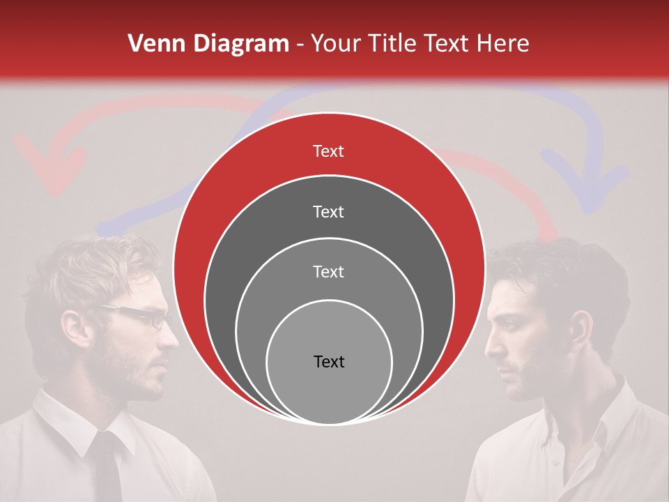Two Men Facing Each Other With A Red Background PowerPoint Template