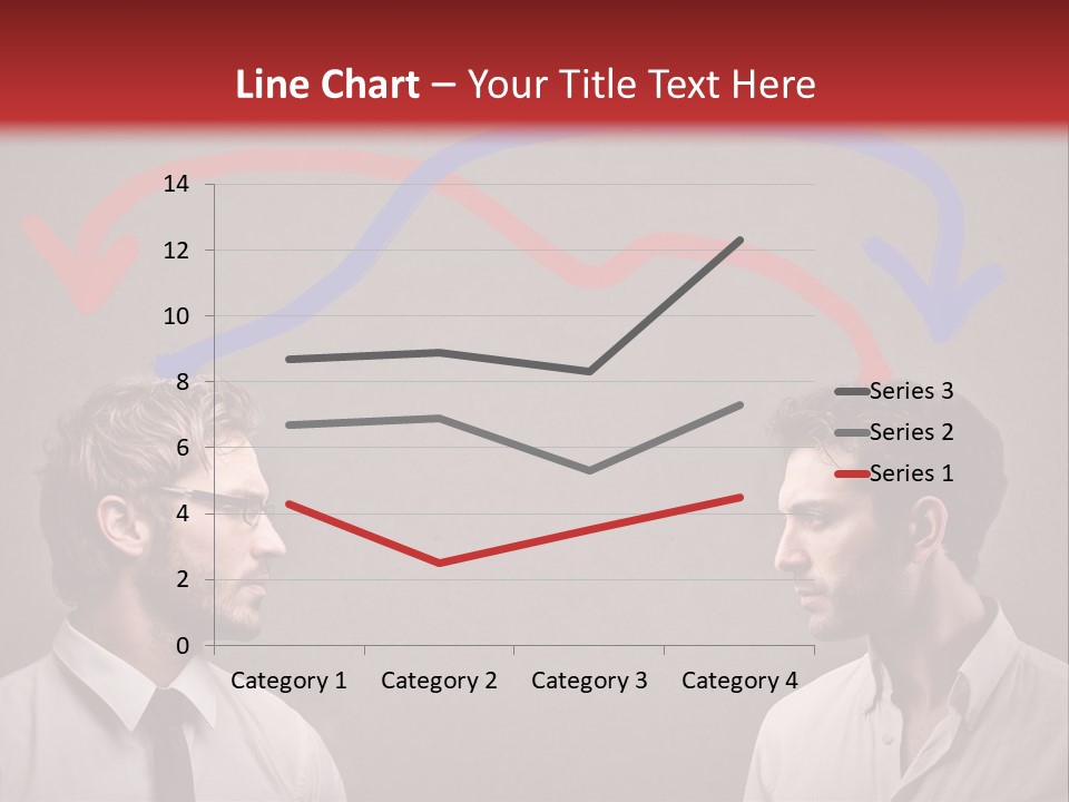 Two Men Facing Each Other With A Red Background PowerPoint Template