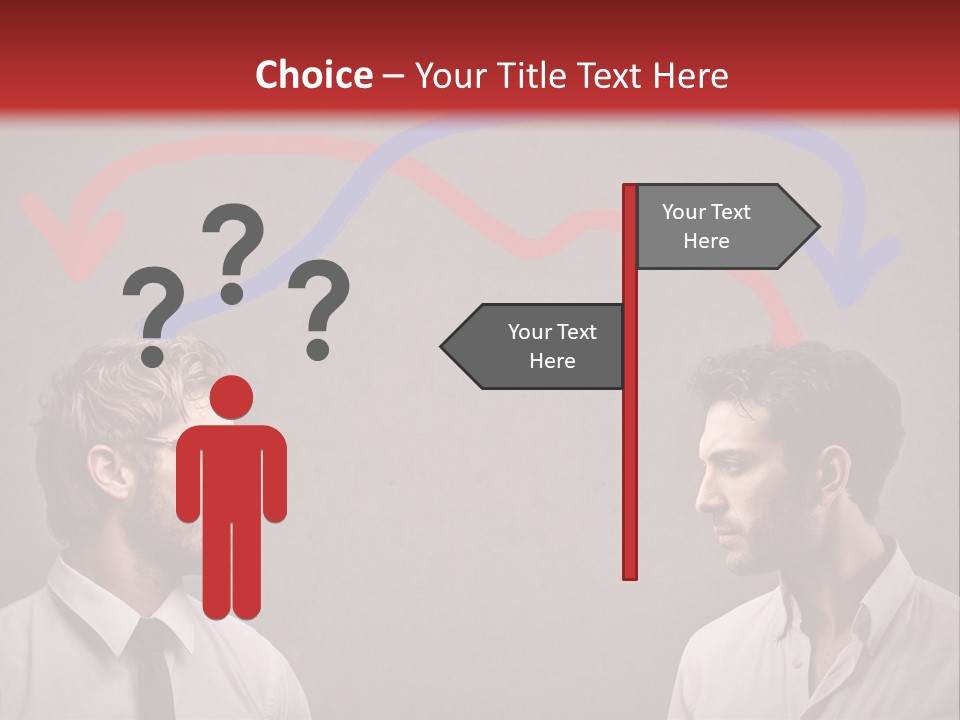Two Men Facing Each Other With A Red Background PowerPoint Template
