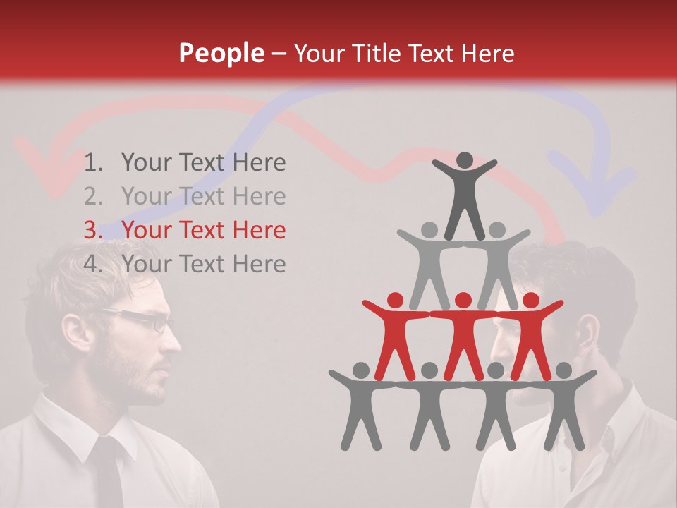 Two Men Facing Each Other With A Red Background PowerPoint Template