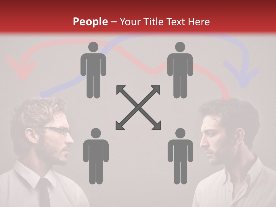 Two Men Facing Each Other With A Red Background PowerPoint Template