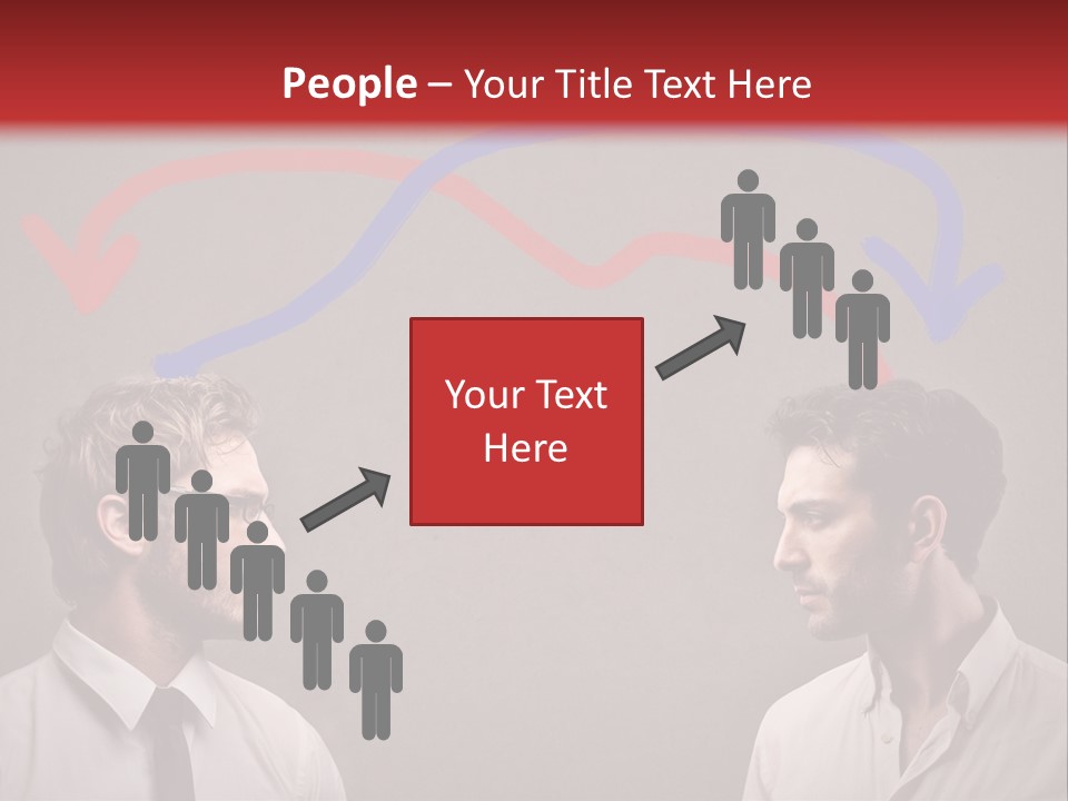 Two Men Facing Each Other With A Red Background PowerPoint Template