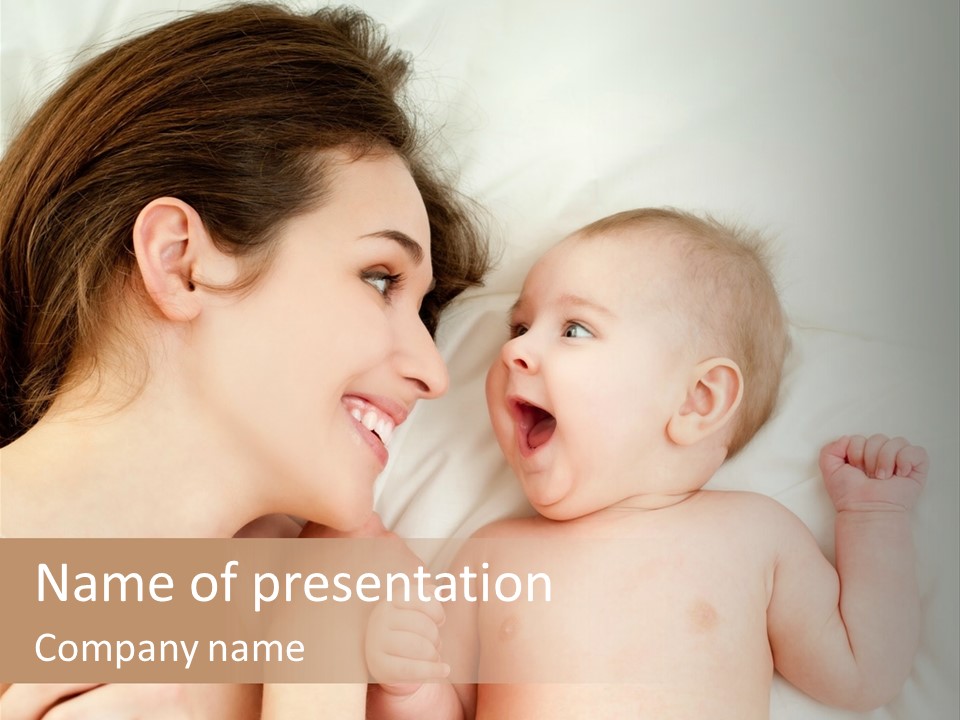 A Woman Laying In Bed Next To A Baby PowerPoint Template